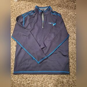 Cutter & Buck Pullover Adult Large Blue 1/4 Zip CB Drytec Long Sleeve Polo Top L